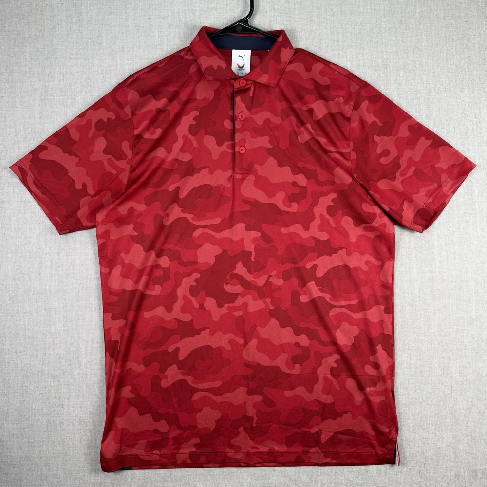 Puma X Volition Shirt Men's Size Medium Polo Red Camouflage Performance Golf